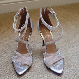 Jessica Simpson Silver High Heeled Sandals